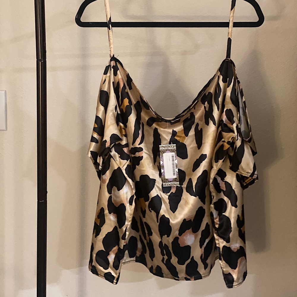 Plus Size Cheetah Silk Tank